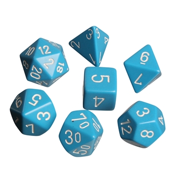 Opaque Light Blue with white - Dice Set